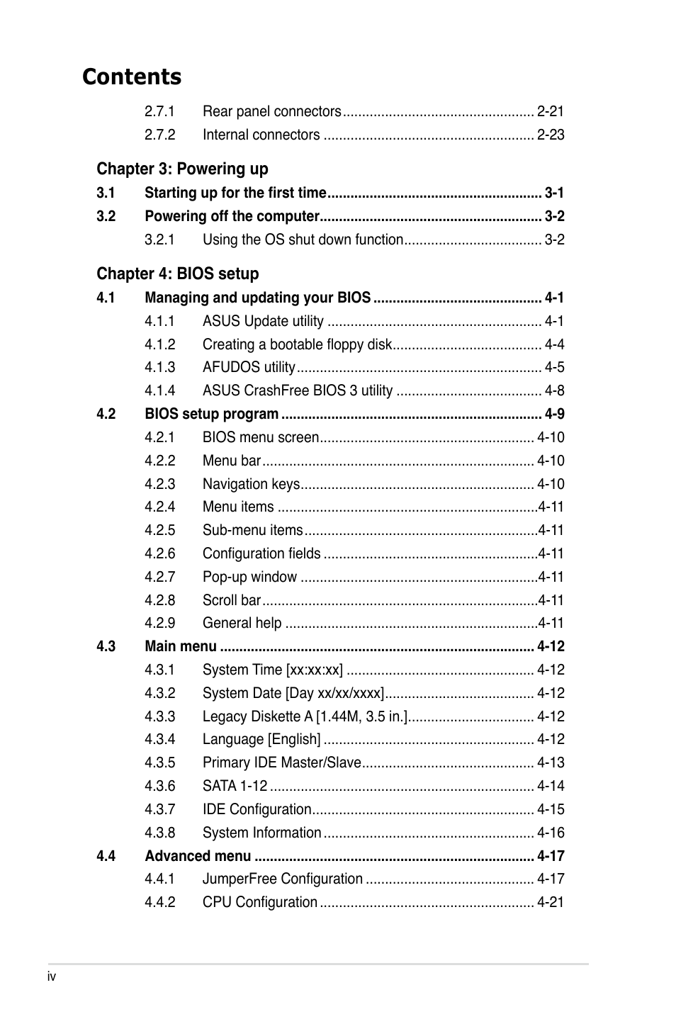 Asus L1N64-SLI WS/B User Manual | Page 4 / 108