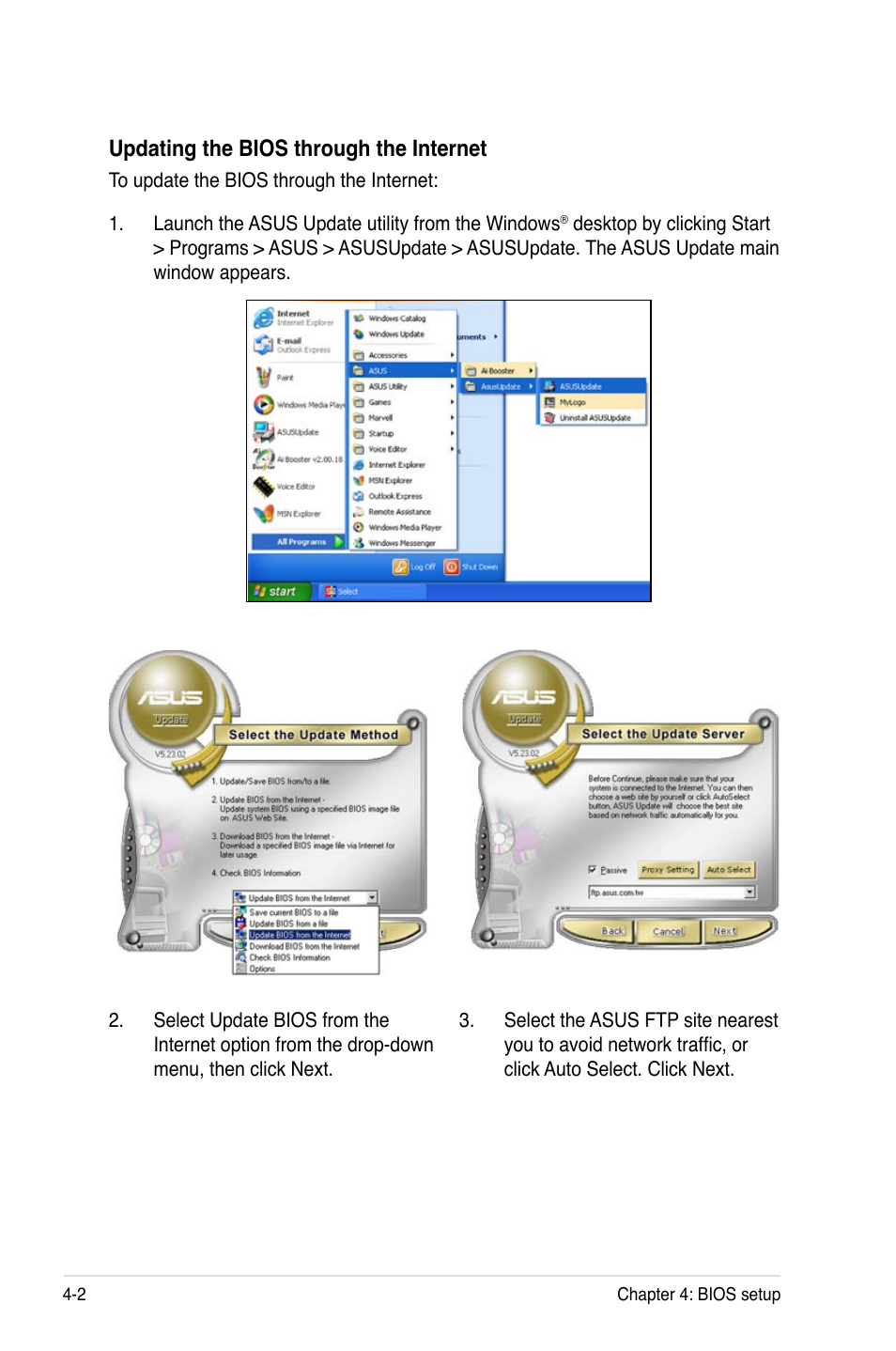 Updating the bios through the internet | Asus L1N64-SLI WS/B User Manual | Page 60 / 108