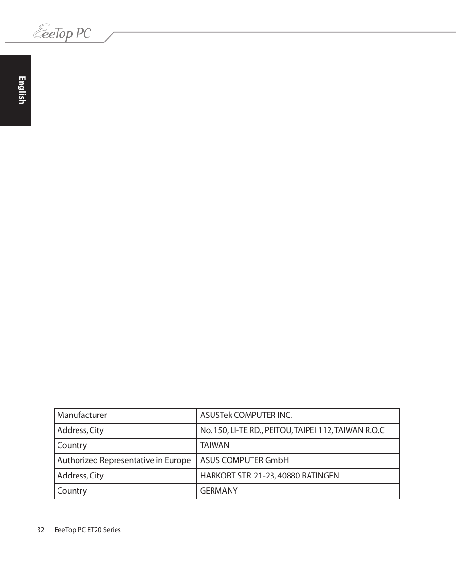 Asus ET2002T User Manual | Page 32 / 32