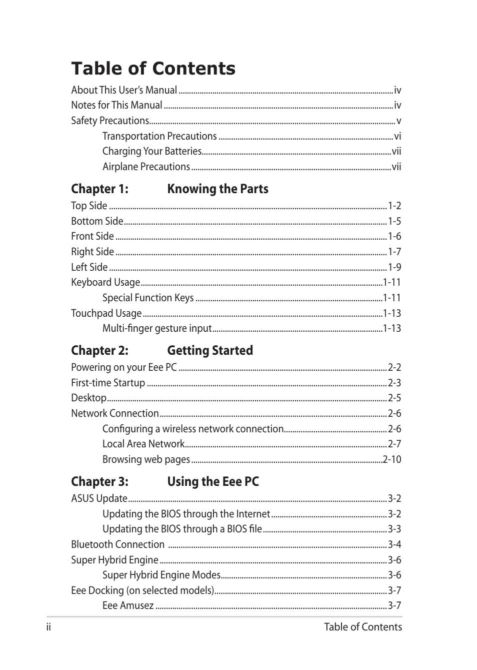 Asus Eee PC 1201T User Manual | Page 2 / 62