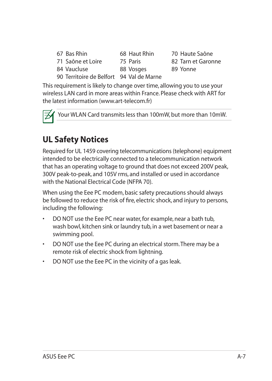 Ul safety notices | Asus Eee PC 1201T User Manual | Page 57 / 62