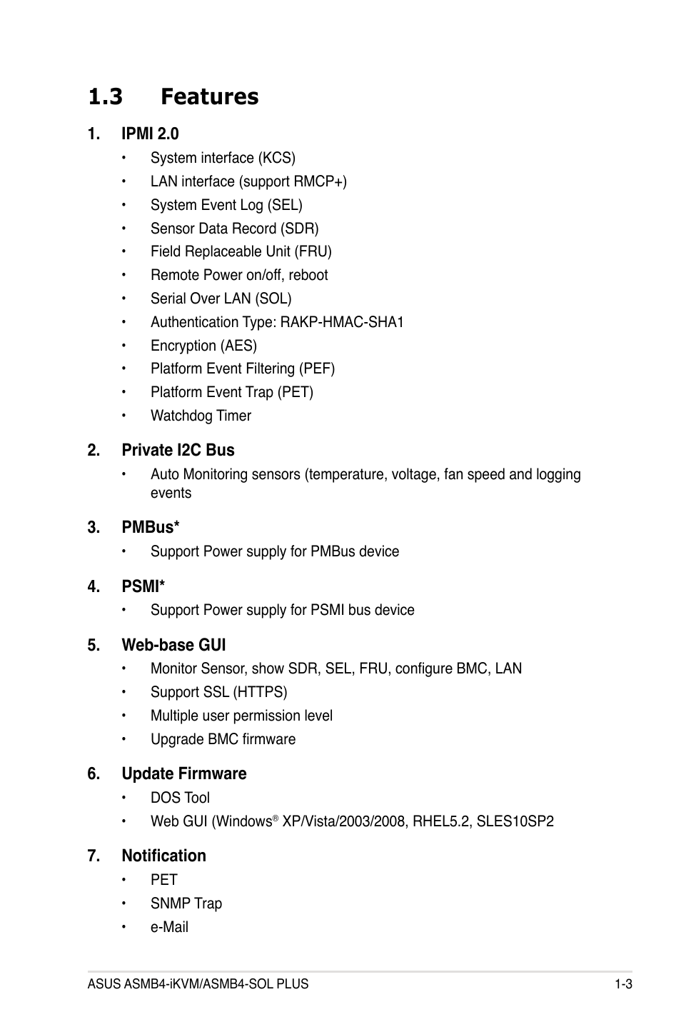 3 features, Features -3 | Asus ASMB4-iKVM User Manual | Page 13 / 76