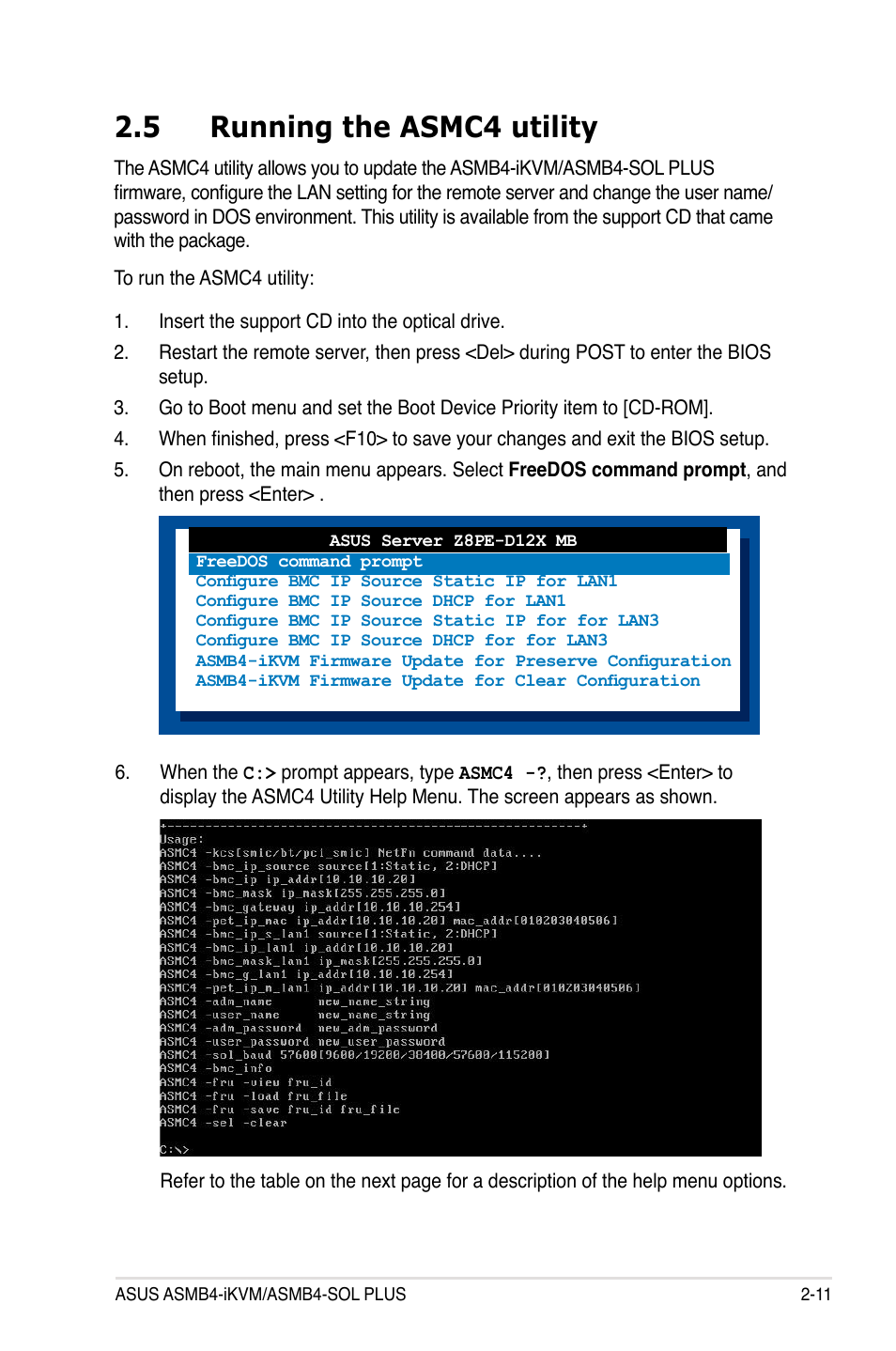 5 running the asmc4 utility, Running the asmc4 utility -11 | Asus ASMB4-iKVM User Manual | Page 27 / 76