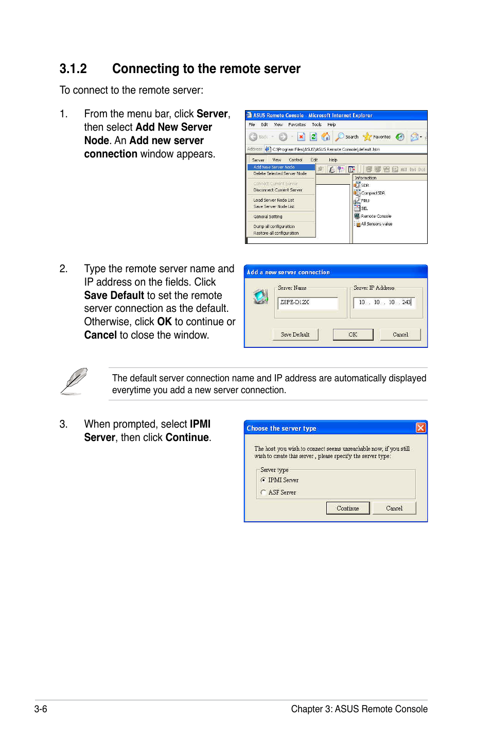 2 connecting to the remote server, Connecting to the remote server -6 | Asus ASMB4-iKVM User Manual | Page 38 / 76