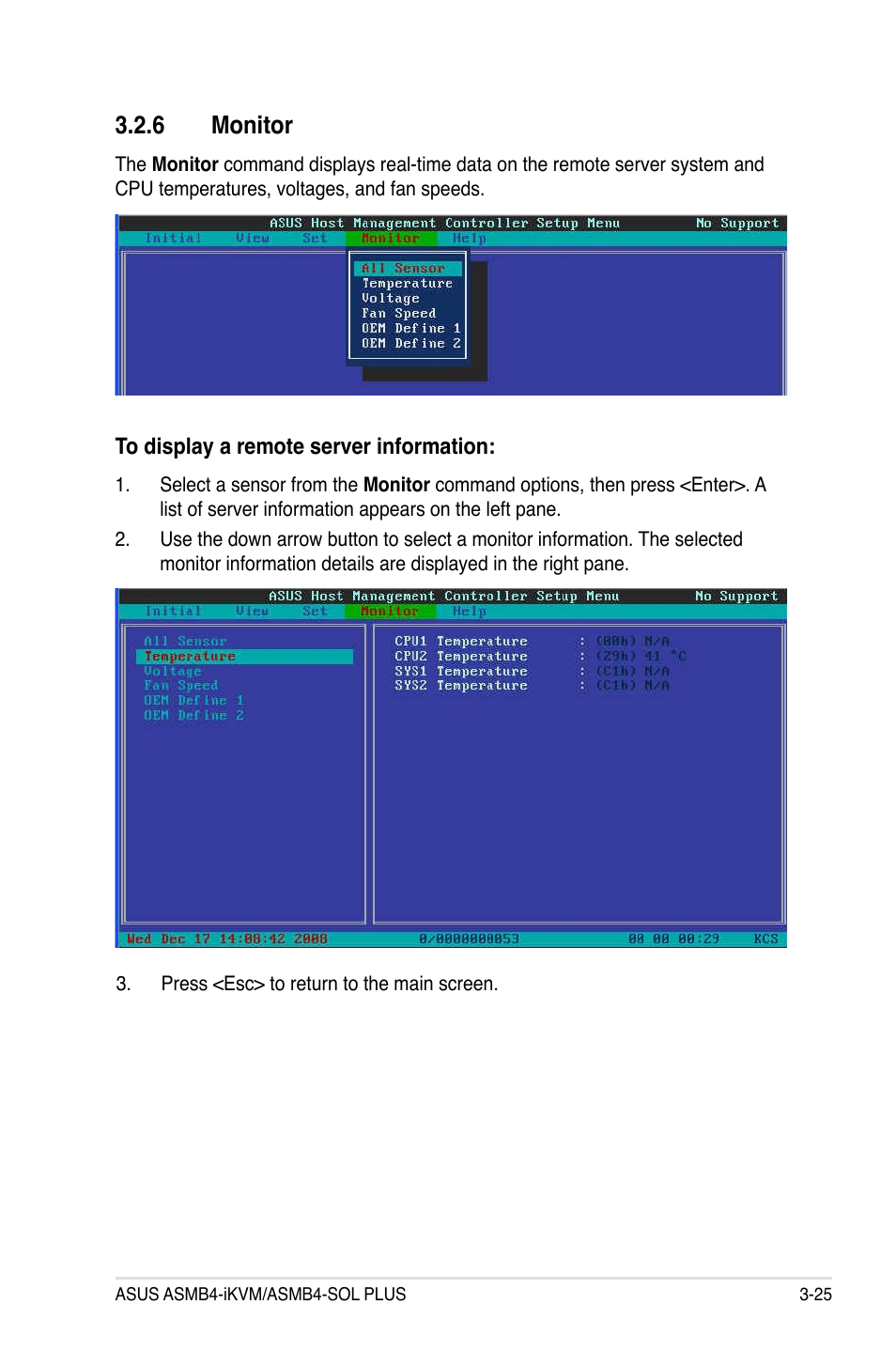 6 monitor, Monitor -25 | Asus ASMB4-iKVM User Manual | Page 57 / 76