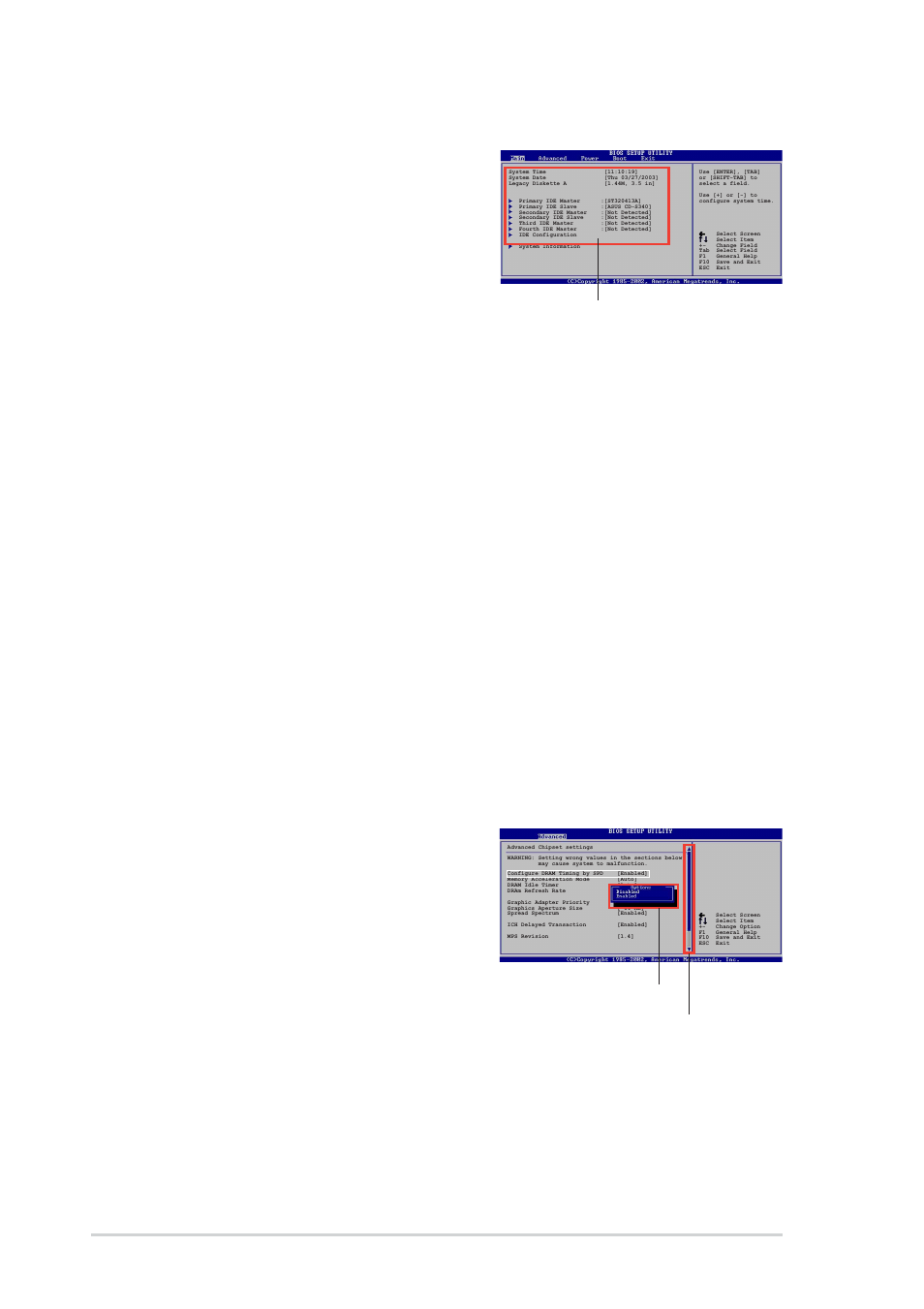 4 menu items, 5 sub-menu items, 6 configuration fields | 7 pop-up window, 8 scroll bar, 9 general help, 10 chapter 2: bios information | Asus P4P800S SE User Manual | Page 46 / 78