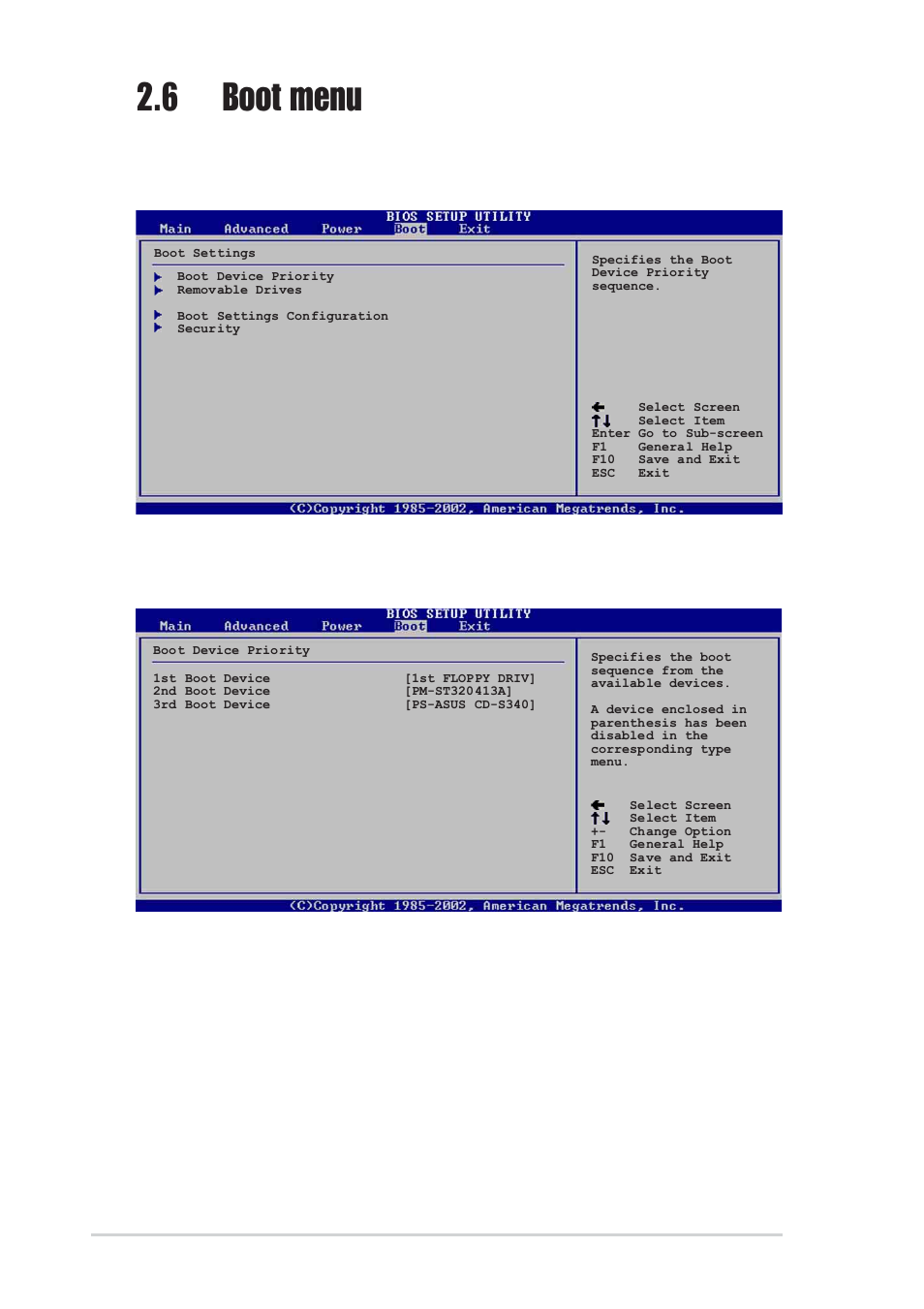 6 boot menu, 1 boot device priority, 1st ~ xxth boot device [1st floppy drive | Asus P4P800S SE User Manual | Page 66 / 78
