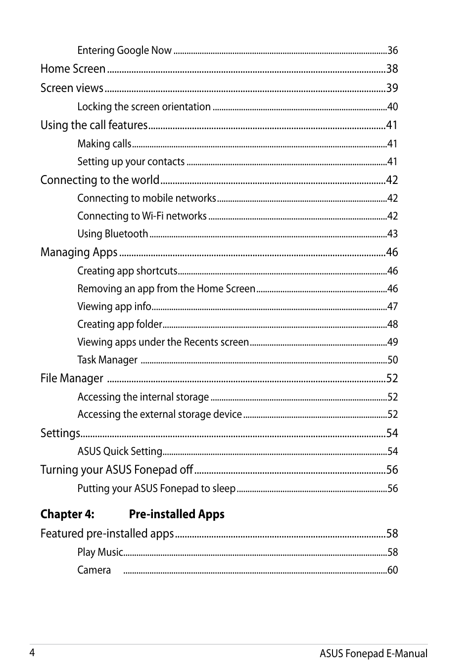 Asus Fonepad Note 6 User Manual | Page 4 / 102