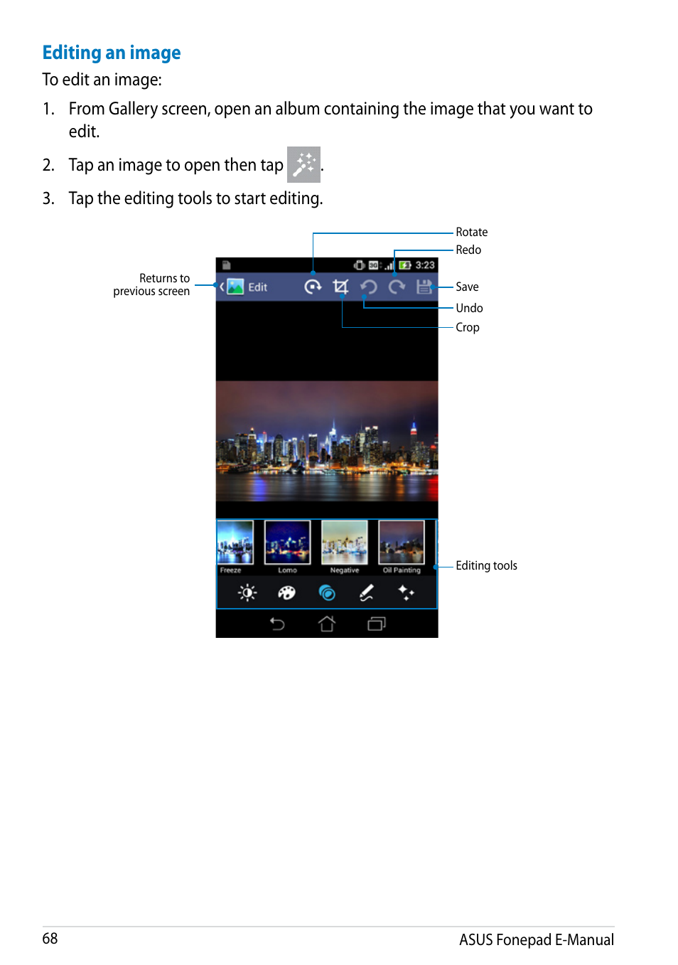 Editing an image | Asus Fonepad Note 6 User Manual | Page 68 / 102