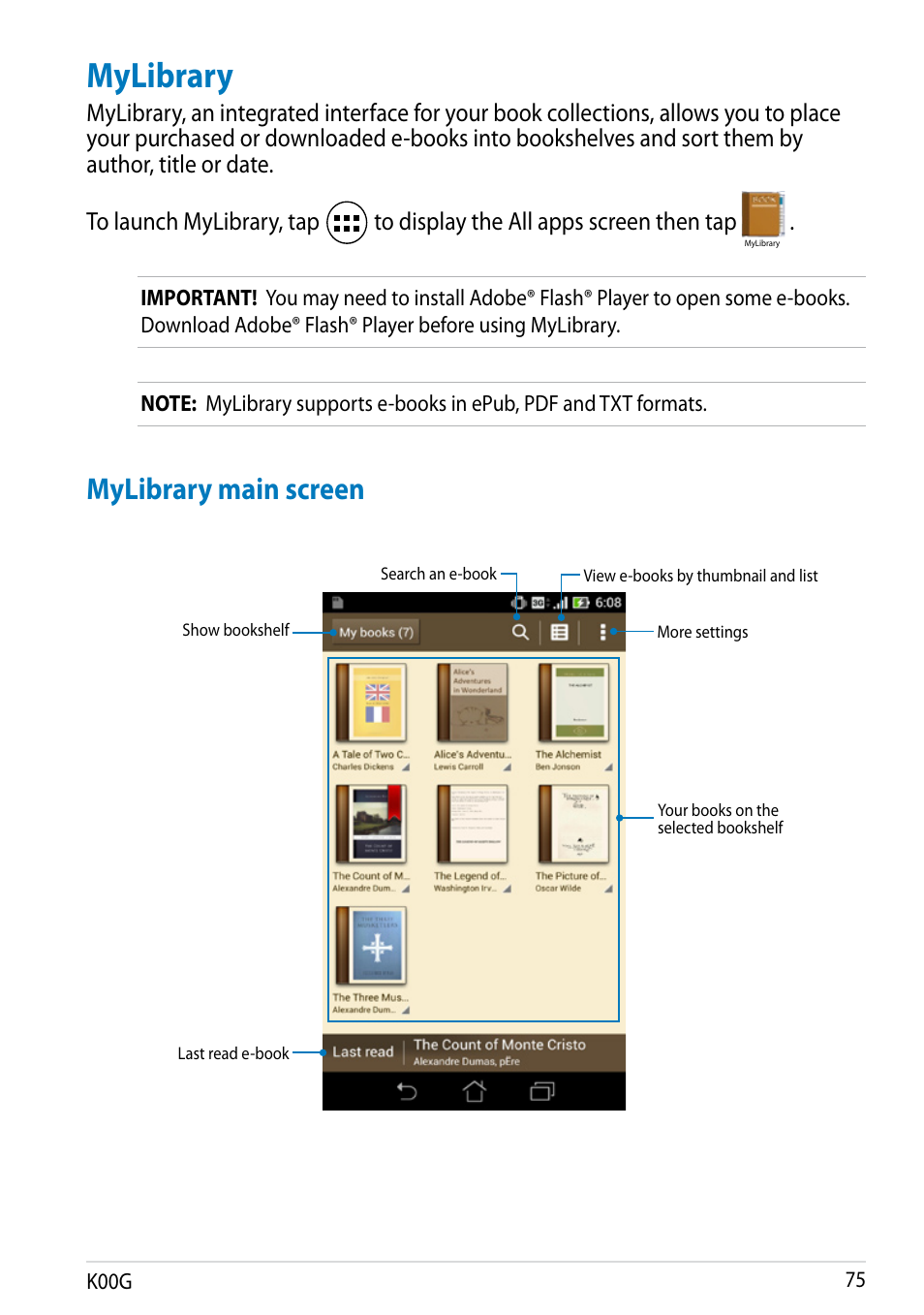 Mylibrary, Mylibrary main screen | Asus Fonepad Note 6 User Manual | Page 75 / 102