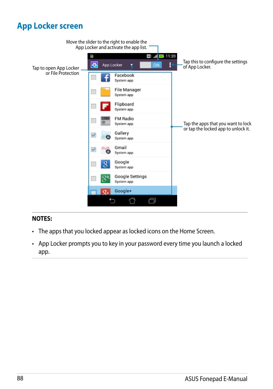 App locker screen | Asus Fonepad Note 6 User Manual | Page 88 / 102