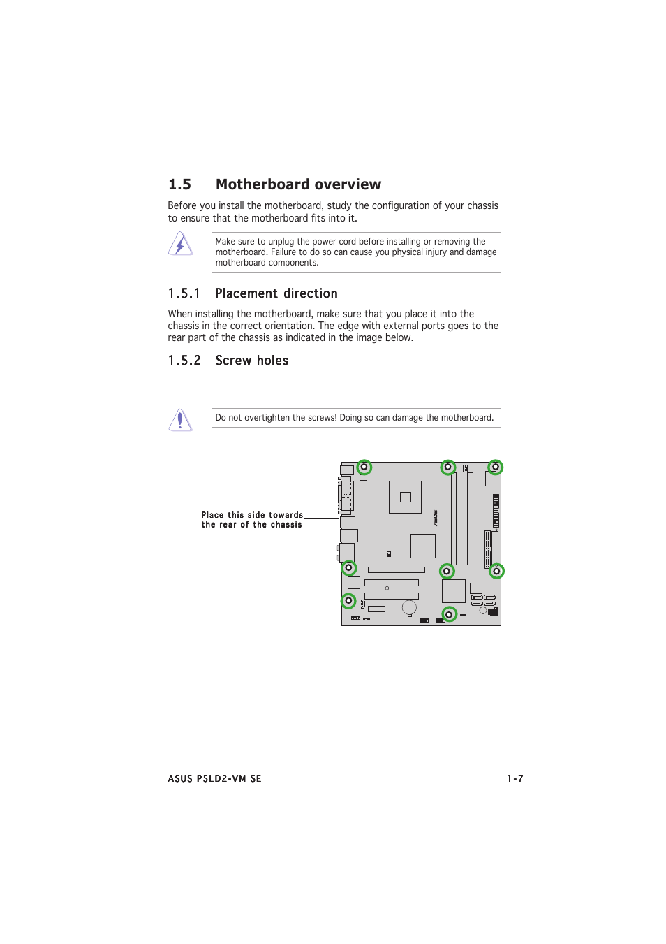 5 motherboard overview | Asus P5LD2-VM SE User Manual | Page 19 / 90