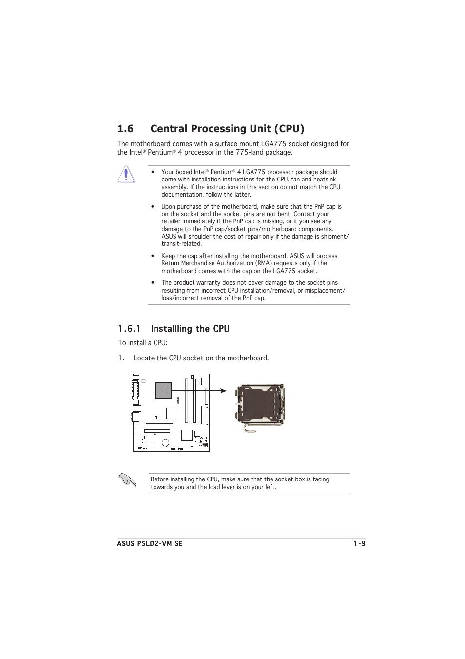 6 central processing unit (cpu) | Asus P5LD2-VM SE User Manual | Page 21 / 90