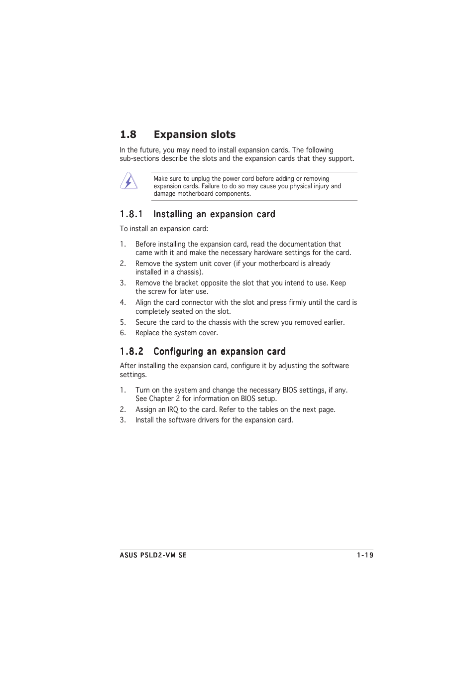 8 expansion slots | Asus P5LD2-VM SE User Manual | Page 31 / 90