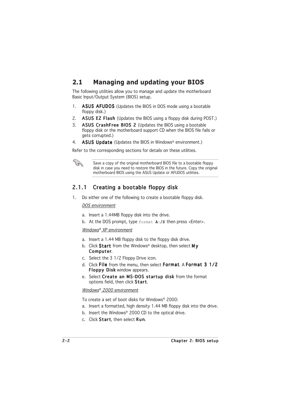 1 managing and updating your bios | Asus P5LD2-VM SE User Manual | Page 46 / 90