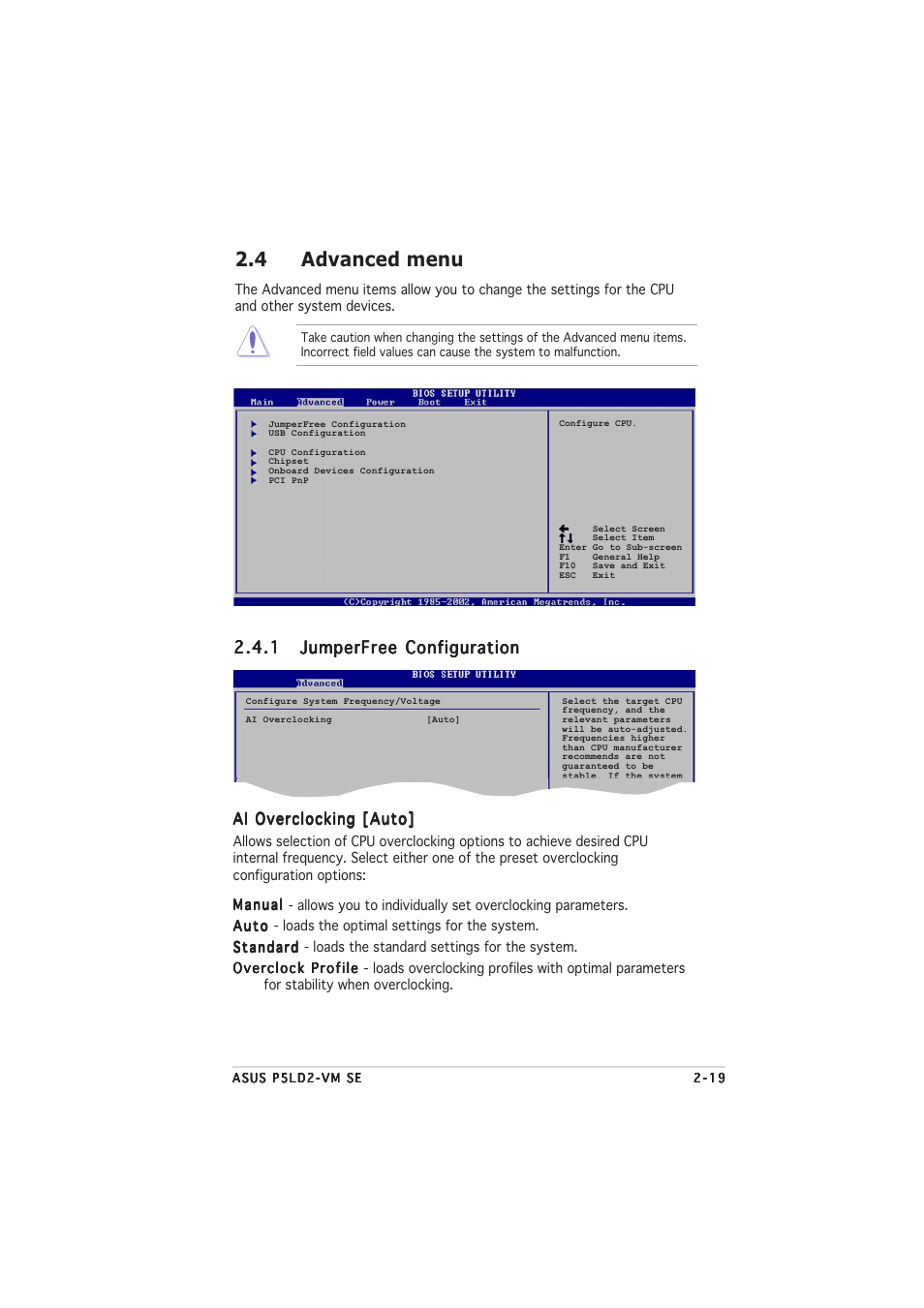 4 advanced menu | Asus P5LD2-VM SE User Manual | Page 63 / 90