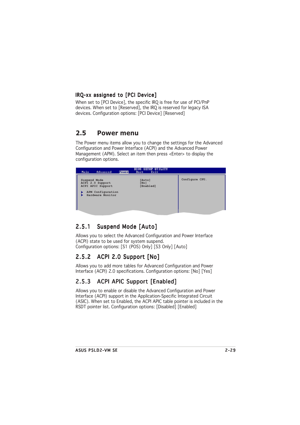 5 power menu | Asus P5LD2-VM SE User Manual | Page 73 / 90