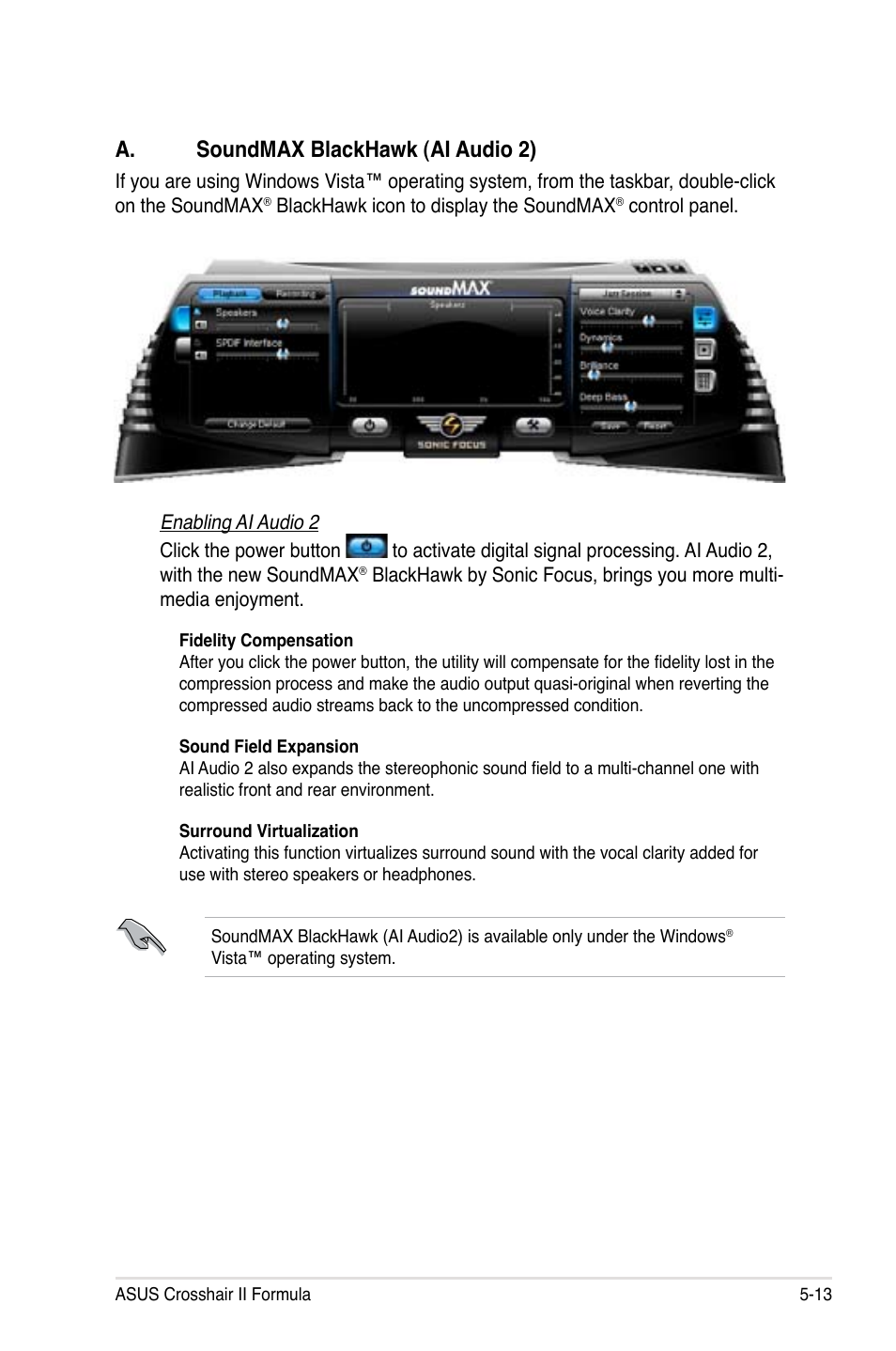 A. soundmax blackhawk (ai audio 2) | Asus Crosshair II Formula User Manual | Page 135 / 186