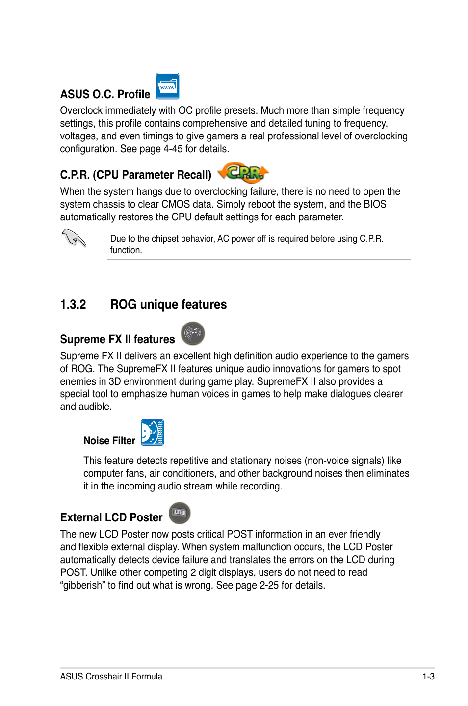 2 rog unique features, Rog unique features -3 | Asus Crosshair II Formula User Manual | Page 19 / 186