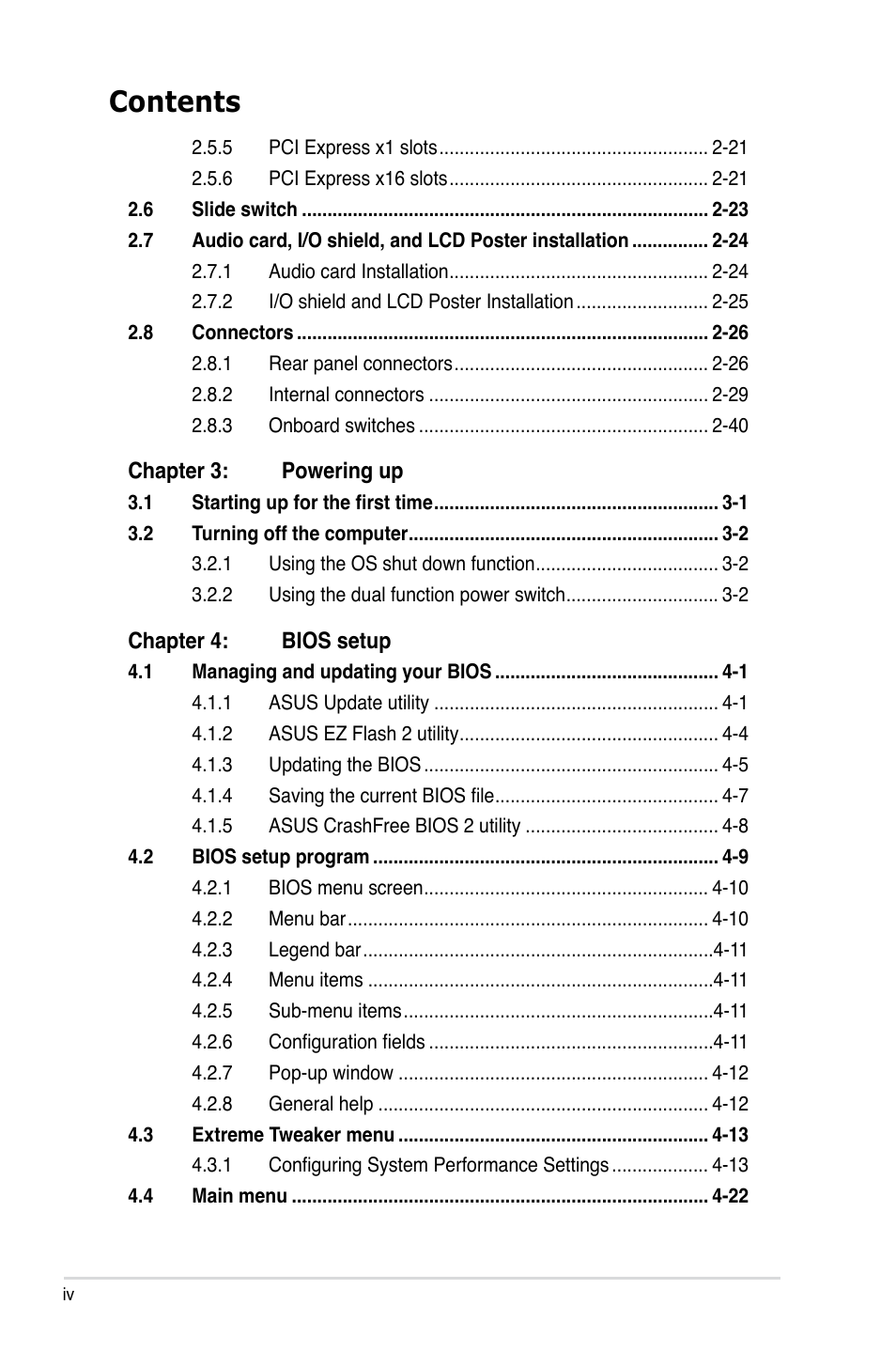 Asus Crosshair II Formula User Manual | Page 4 / 186