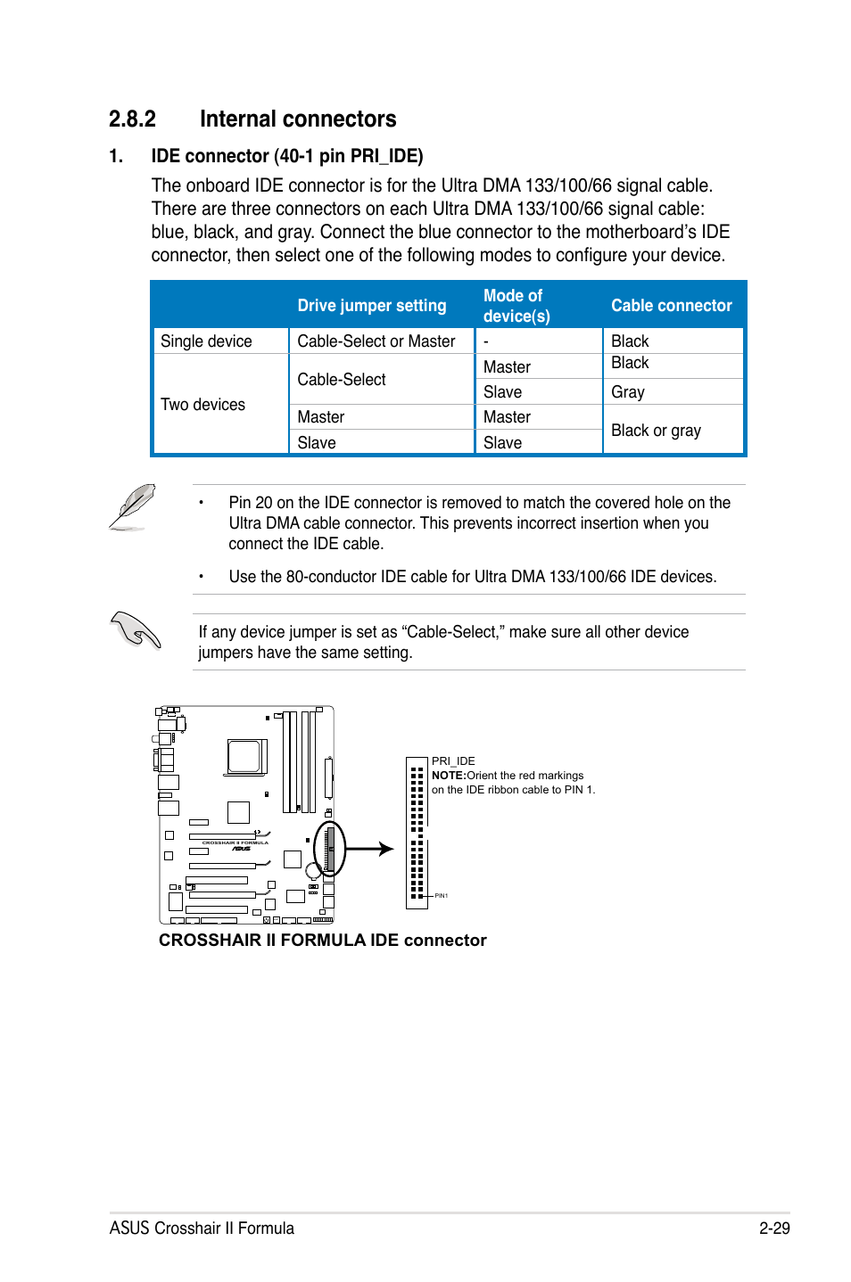 2 internal connectors, Internal connectors -29 | Asus Crosshair II Formula User Manual | Page 55 / 186