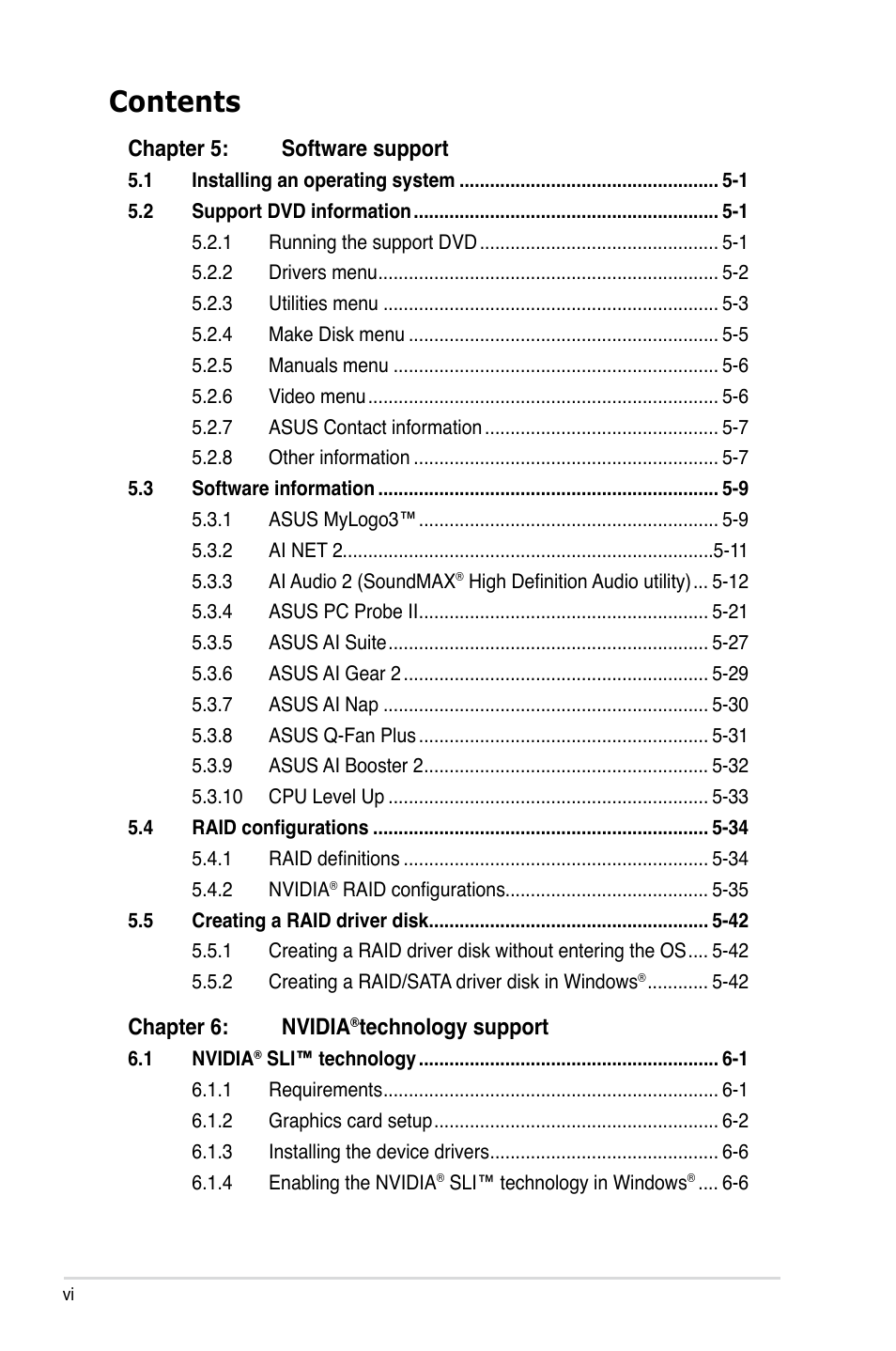 Asus Crosshair II Formula User Manual | Page 6 / 186