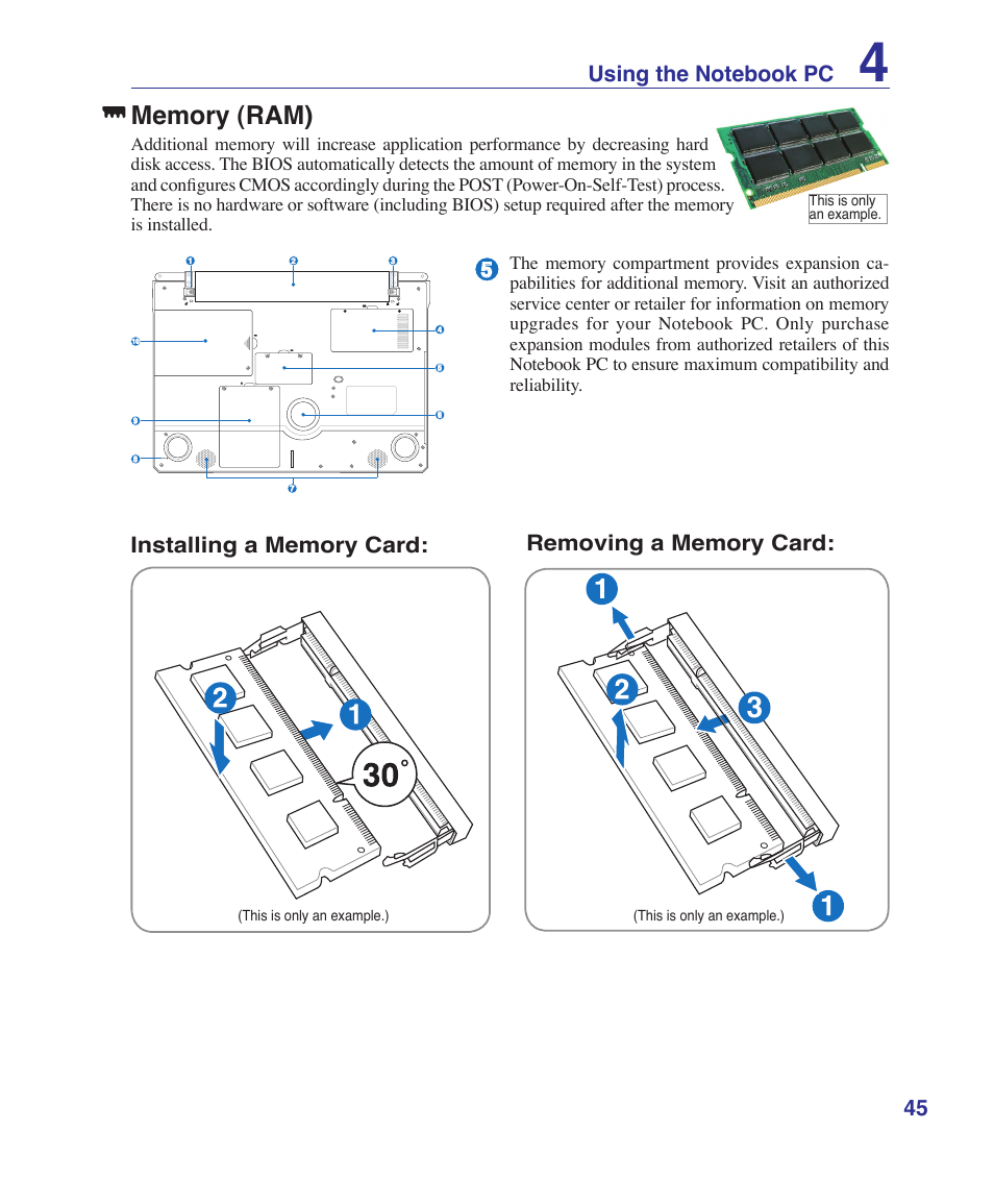 Memory (ram) | Asus W2W User Manual | Page 45 / 87