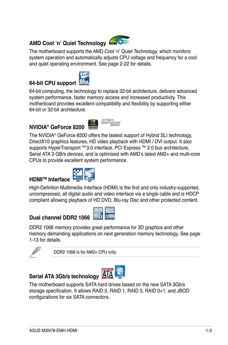 Asus M3N78-EMH HDMI User Manual | Page 15 / 96