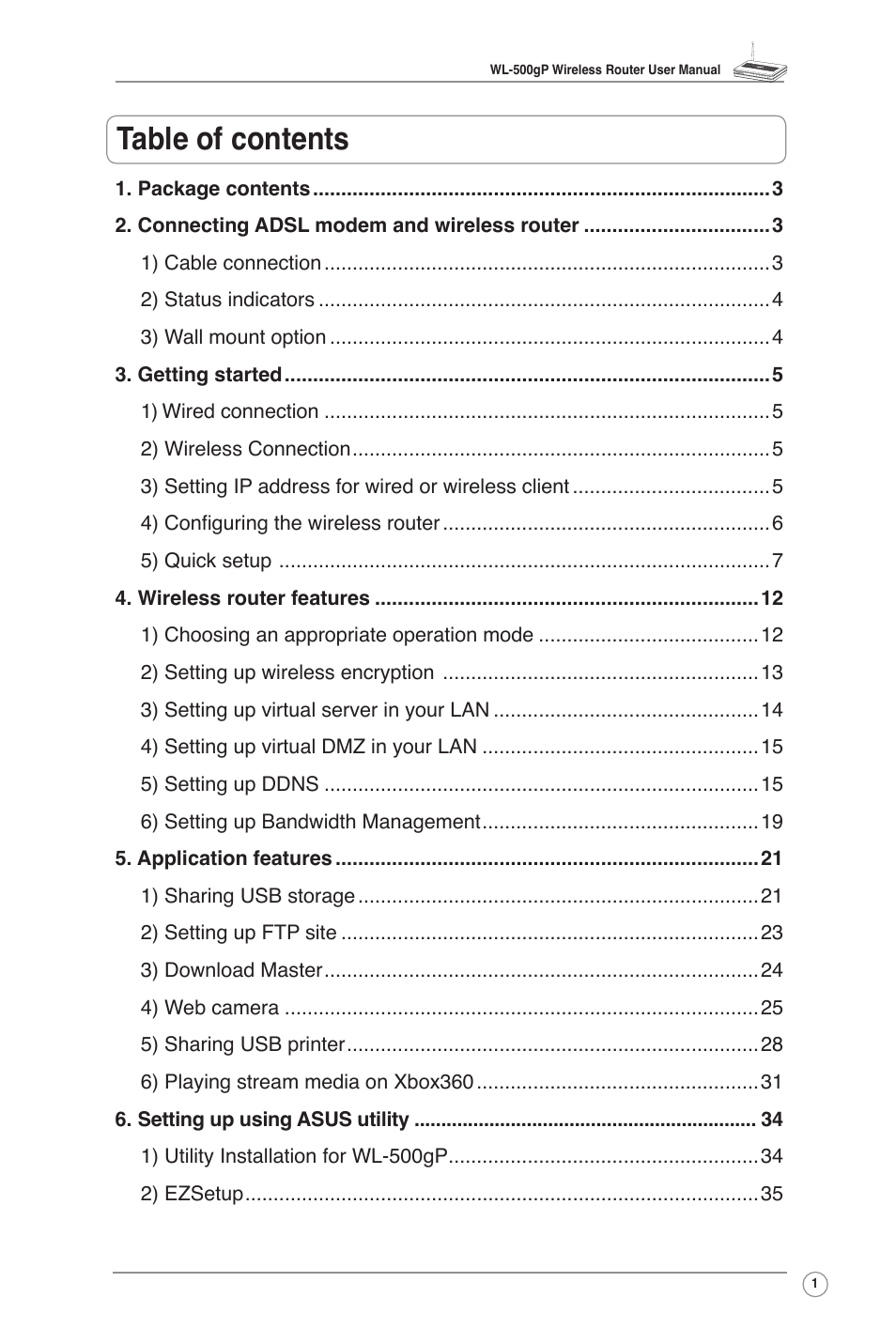 Asus WL-500gP User Manual | Page 3 / 42