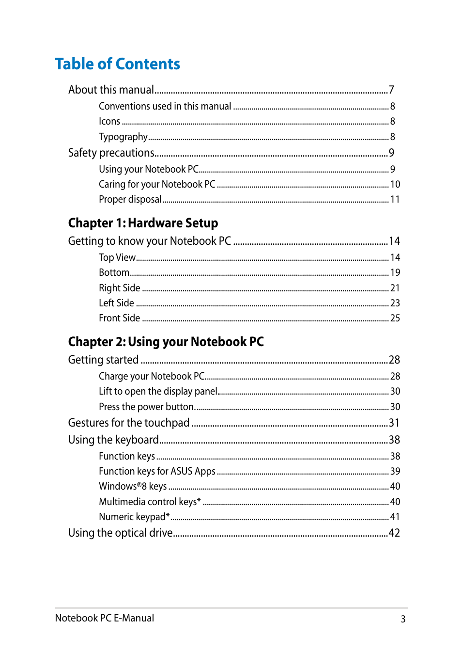 Asus R750JV User Manual | Page 3 / 136