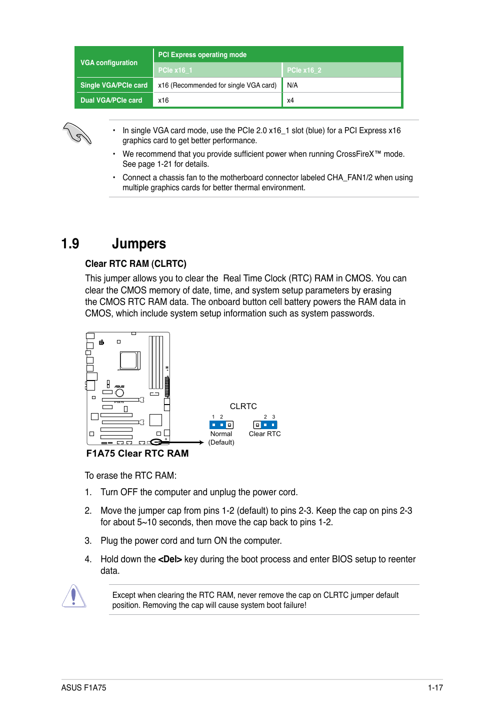 9 jumpers, Jumpers -17 | Asus F1A75 User Manual | Page 29 / 70