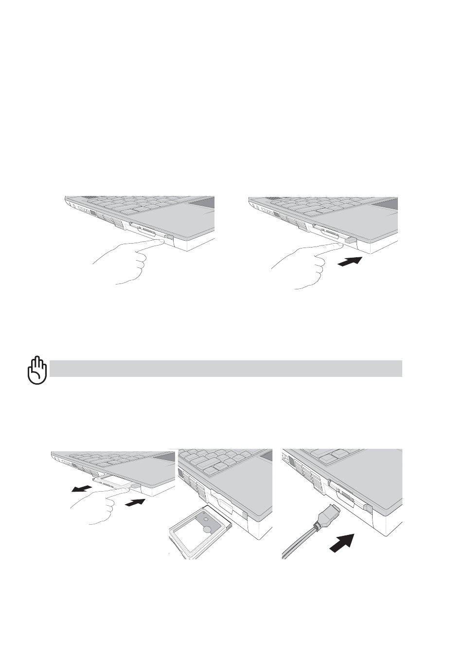 Inserting a pc card (pcmcia), Removing a pc card (pcmcia) | Asus L4L User Manual | Page 46 / 57