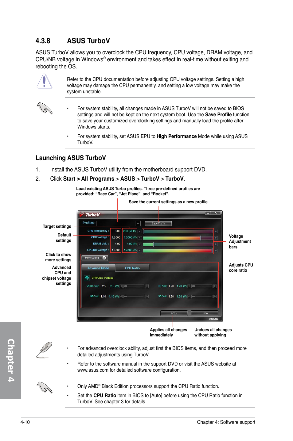 8 asus turbov, Asus turbov -10, Chapter 4 | Launching asus turbov | Asus M4N98TD EVO User Manual | Page 100 / 118