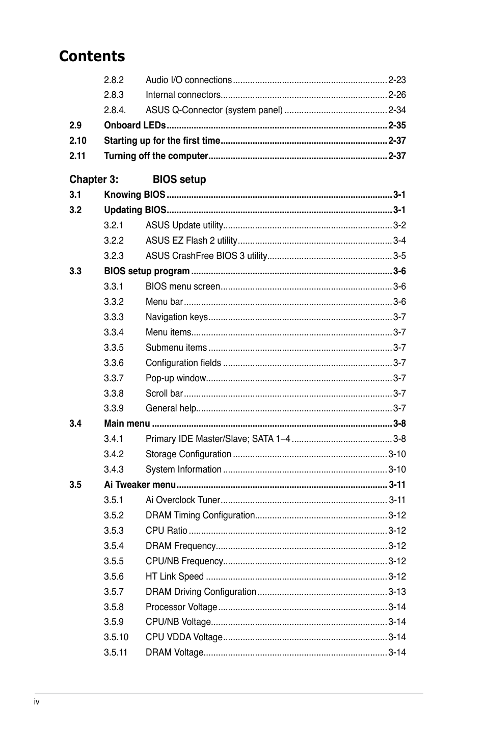 Asus M4N98TD EVO User Manual | Page 4 / 118