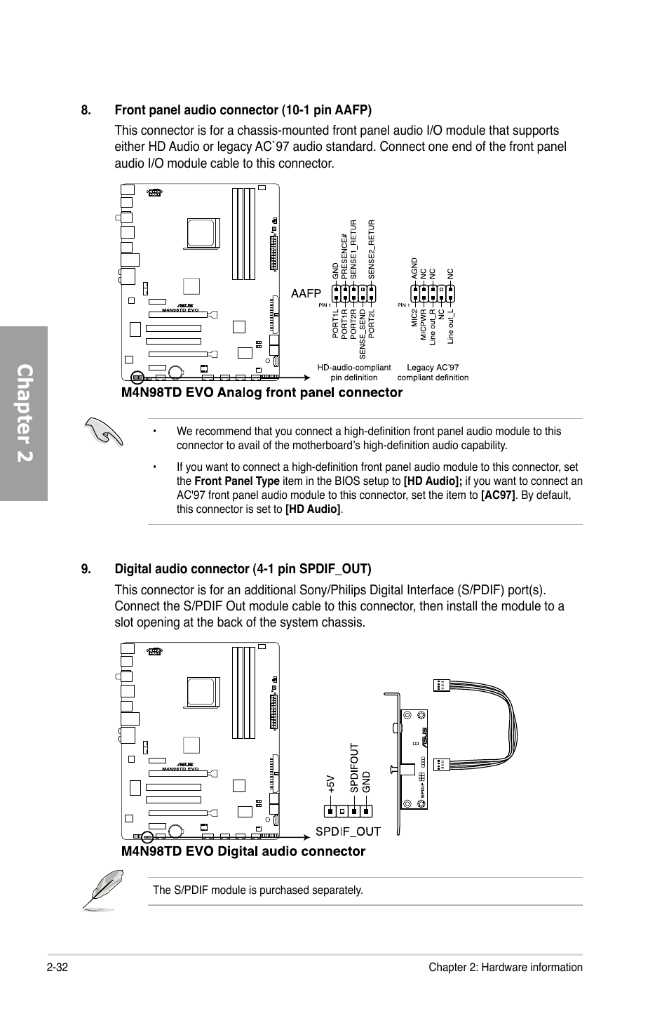 Chapter 2 | Asus M4N98TD EVO User Manual | Page 50 / 118