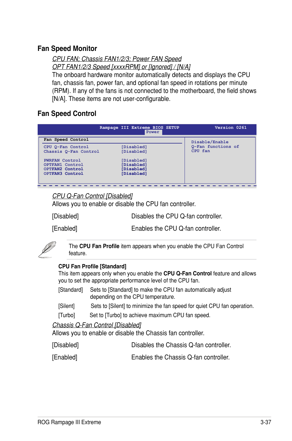 Fan speed monitor, Fan speed control | Asus Rampage III Extreme User Manual | Page 123 / 190