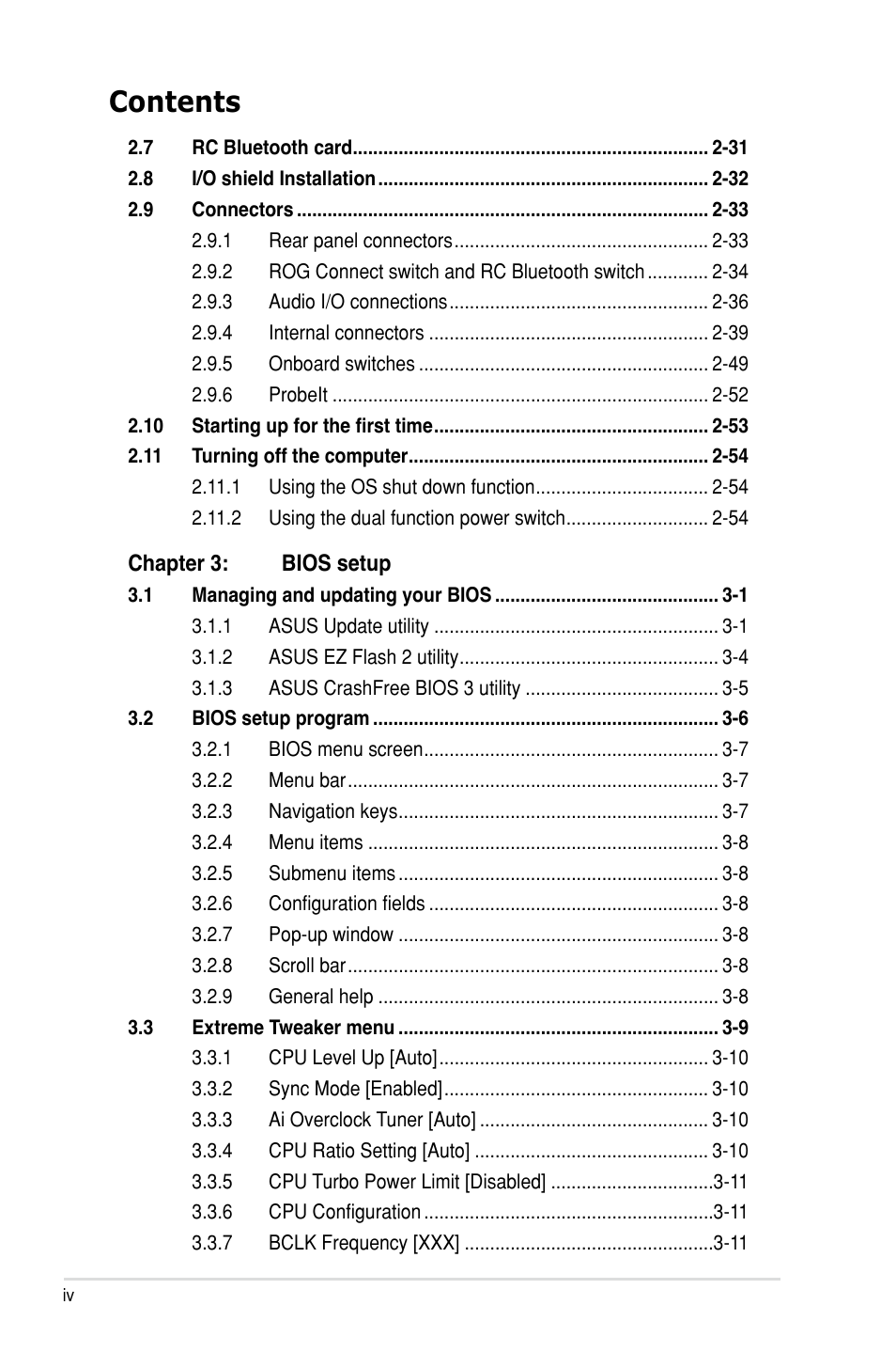 Asus Rampage III Extreme User Manual | Page 4 / 190