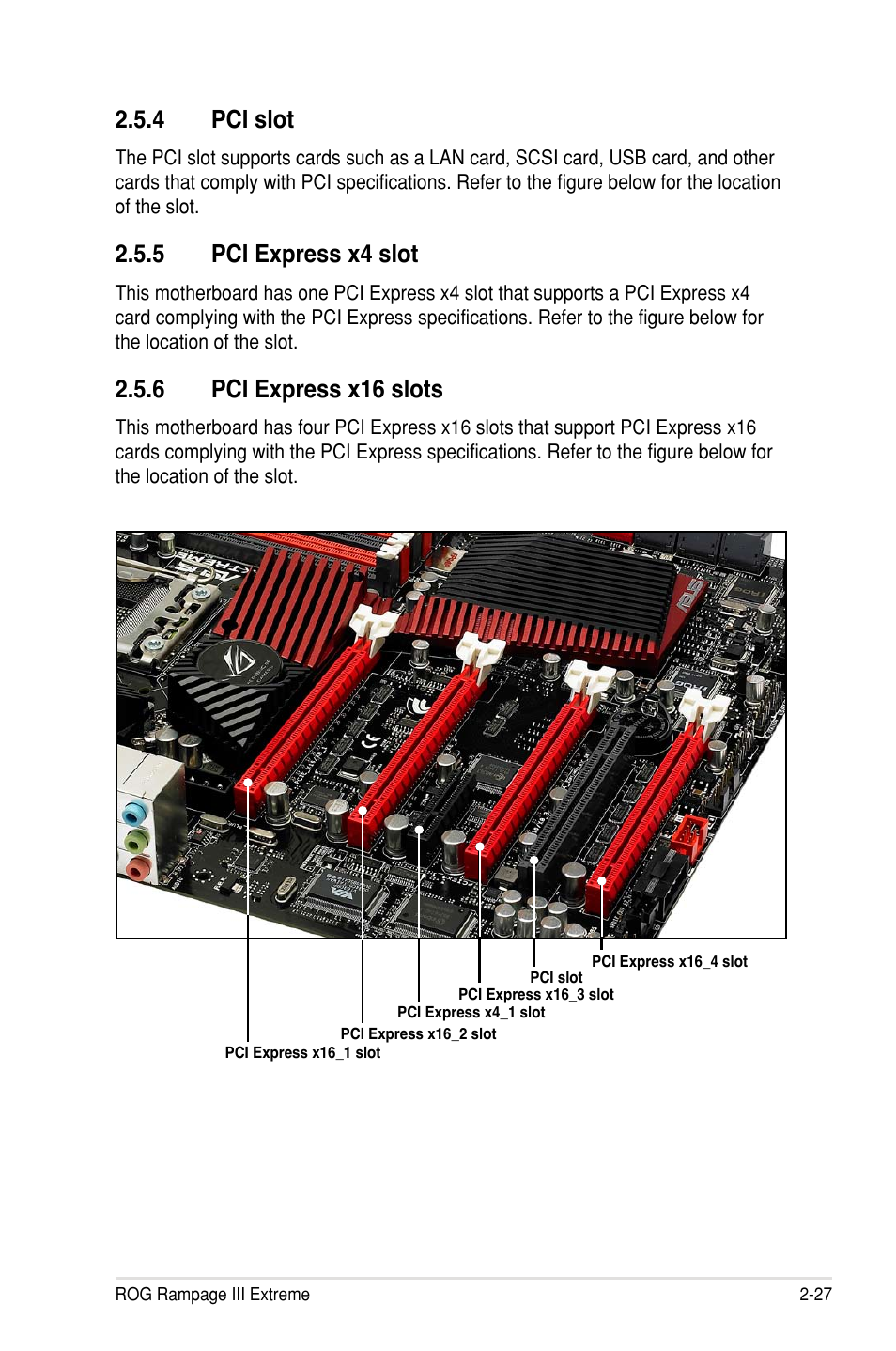 4 pci slot, 5 pci express x4 slot, 6 pci express x16 slots | Asus Rampage III Extreme User Manual | Page 57 / 190