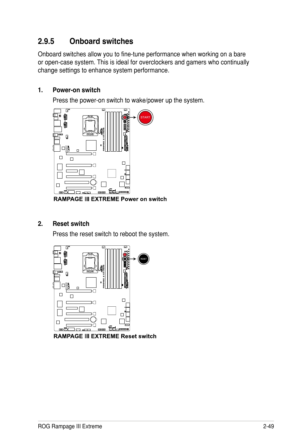 5 onboard switches | Asus Rampage III Extreme User Manual | Page 79 / 190