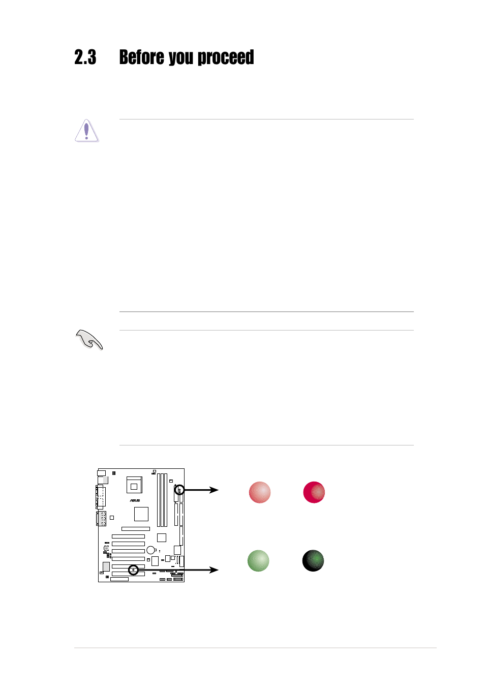 3 before you proceed | Asus P4B266 User Manual | Page 25 / 136
