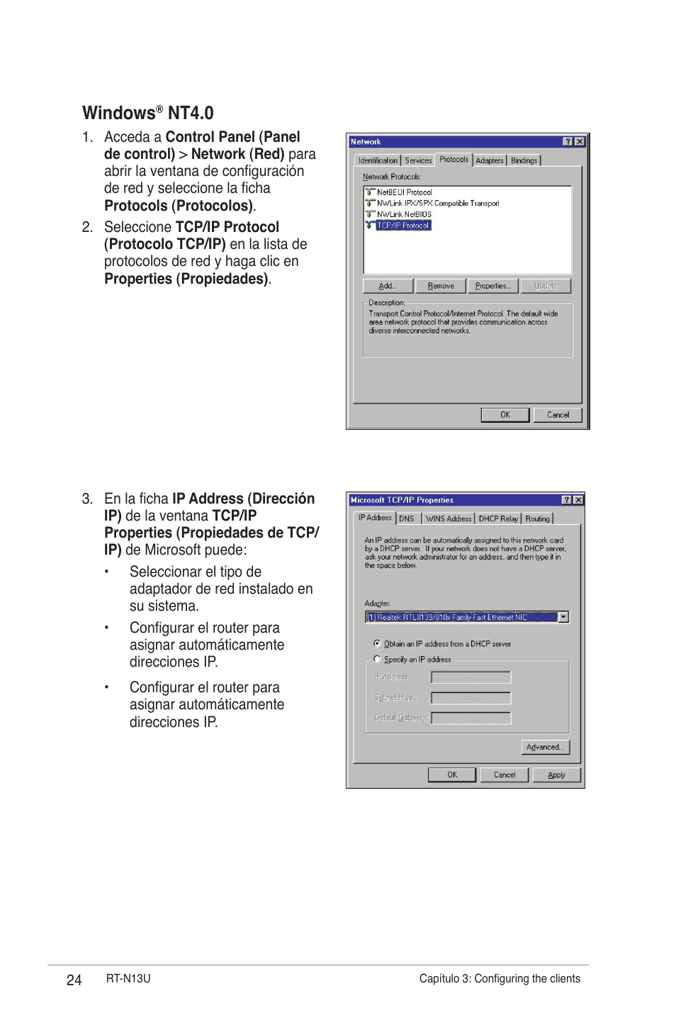 Windows, Nt4.0 | Asus RT-N13U (VER.B1) User Manual | Page 24 / 75