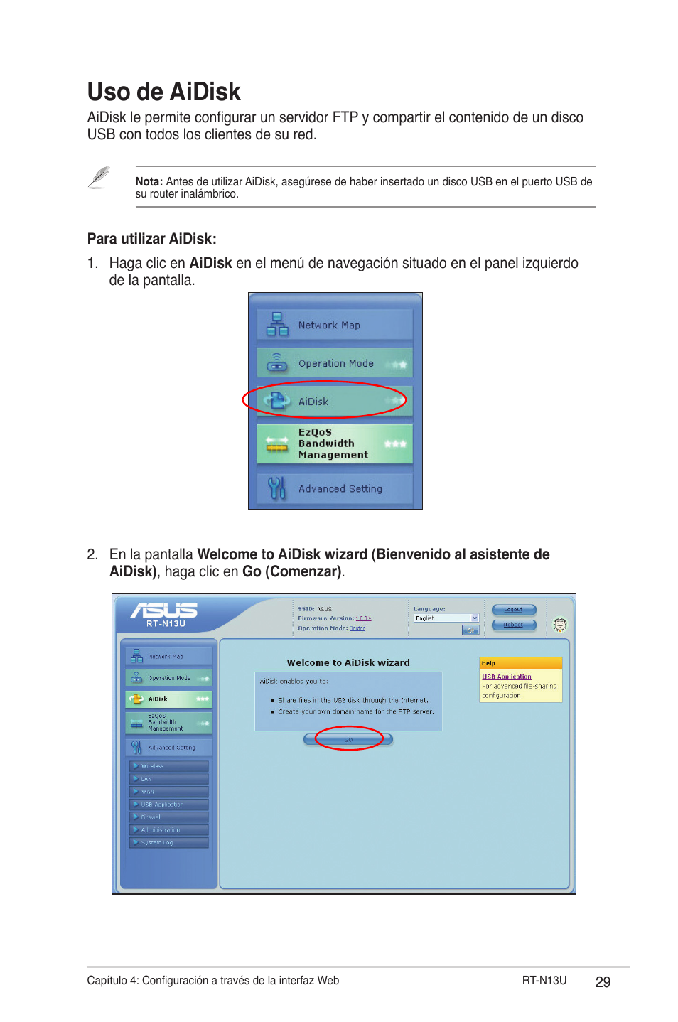 Uso de aidisk | Asus RT-N13U (VER.B1) User Manual | Page 29 / 75