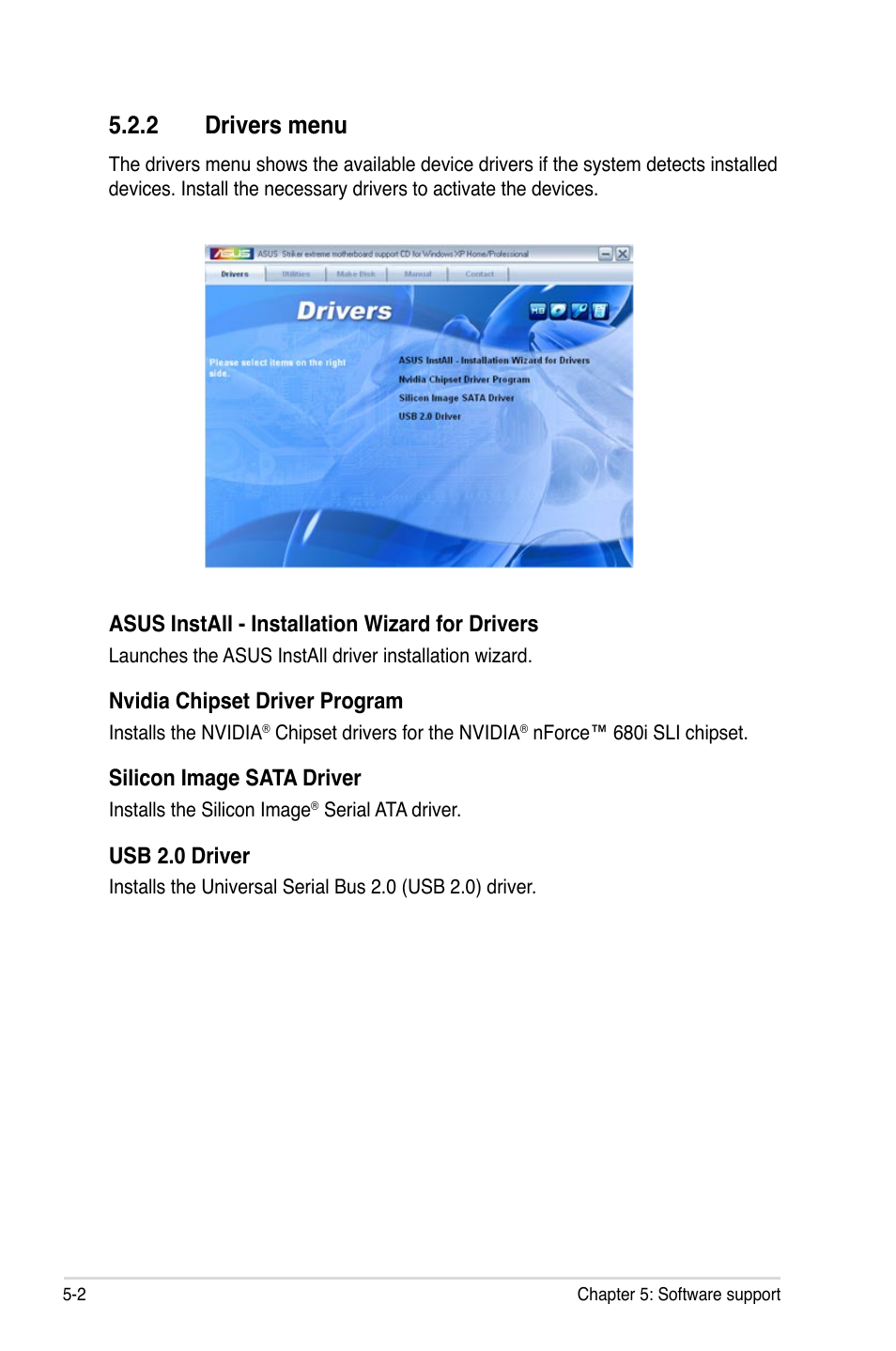 2 drivers menu | Asus Striker Extreme User Manual | Page 120 / 168