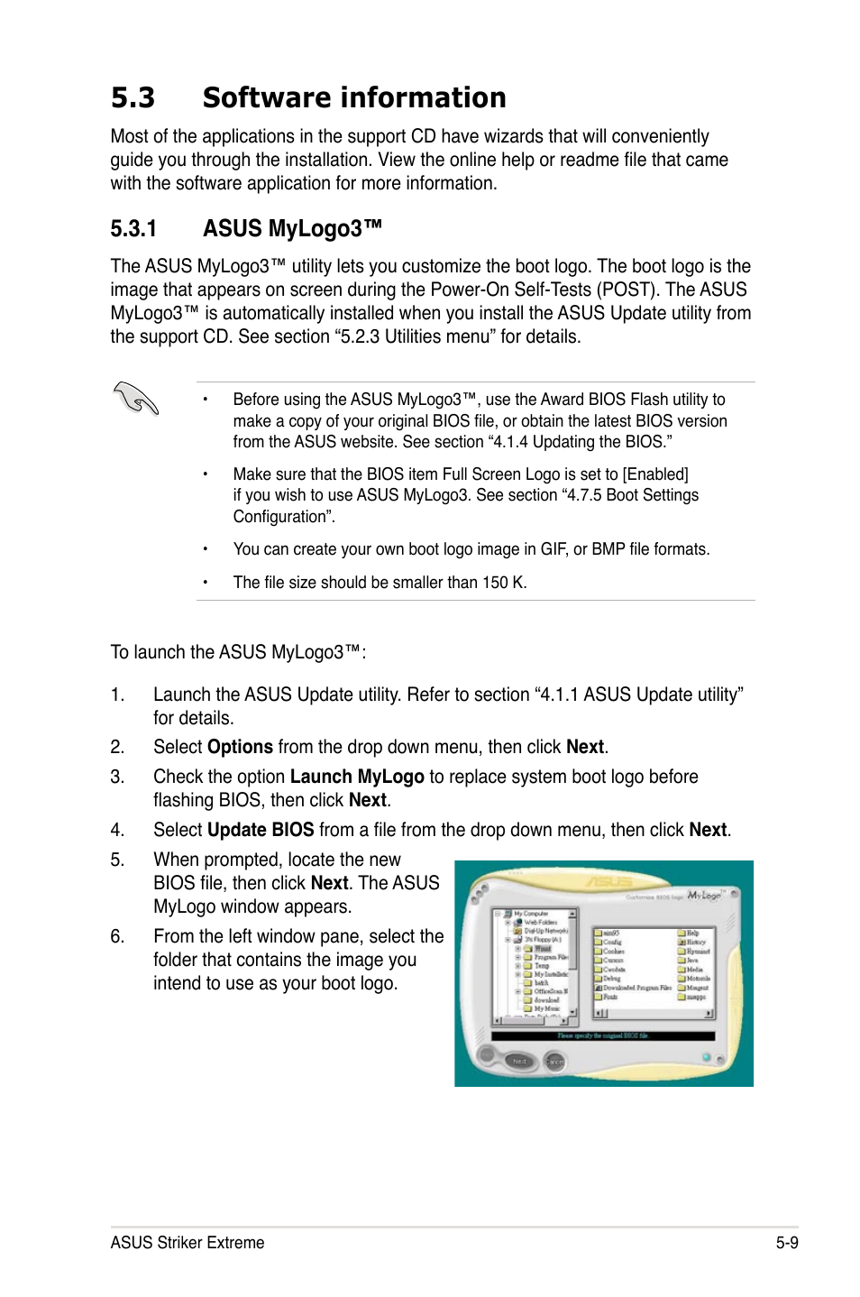 3 software information, 1 asus mylogo3 | Asus Striker Extreme User Manual | Page 127 / 168