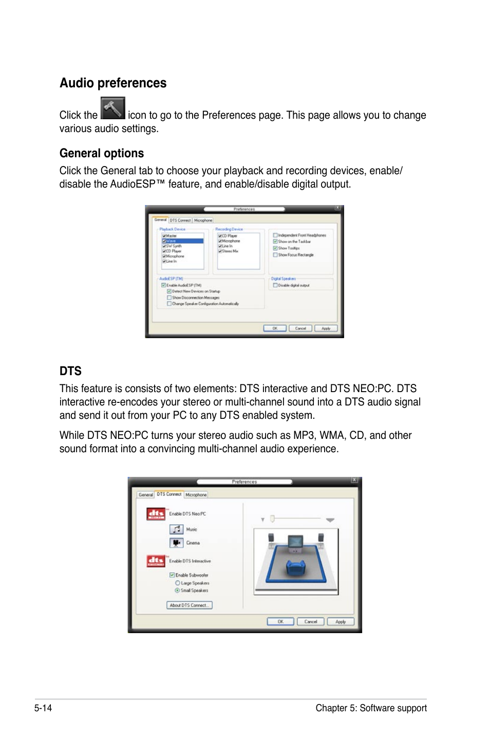 Audio preferences | Asus Striker Extreme User Manual | Page 132 / 168