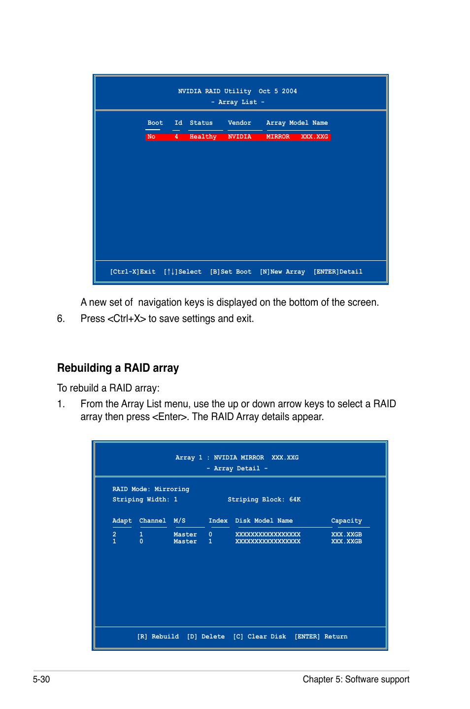 Rebuilding a raid array | Asus Striker Extreme User Manual | Page 148 / 168