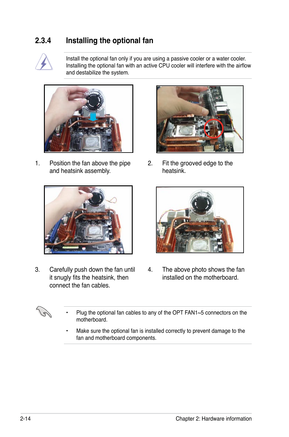4 installing the optional fan | Asus Striker Extreme User Manual | Page 40 / 168