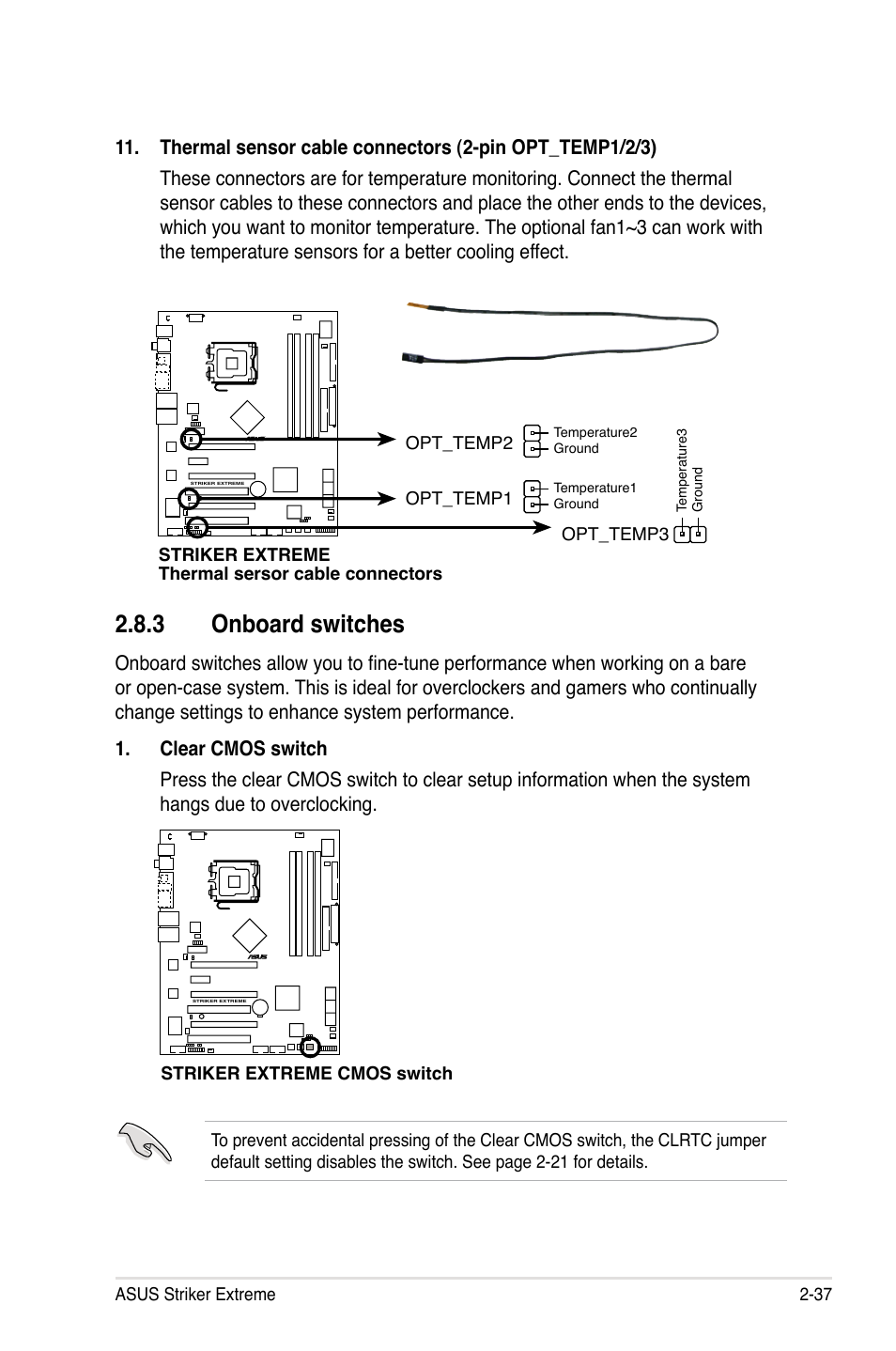 3 onboard switches | Asus Striker Extreme User Manual | Page 63 / 168