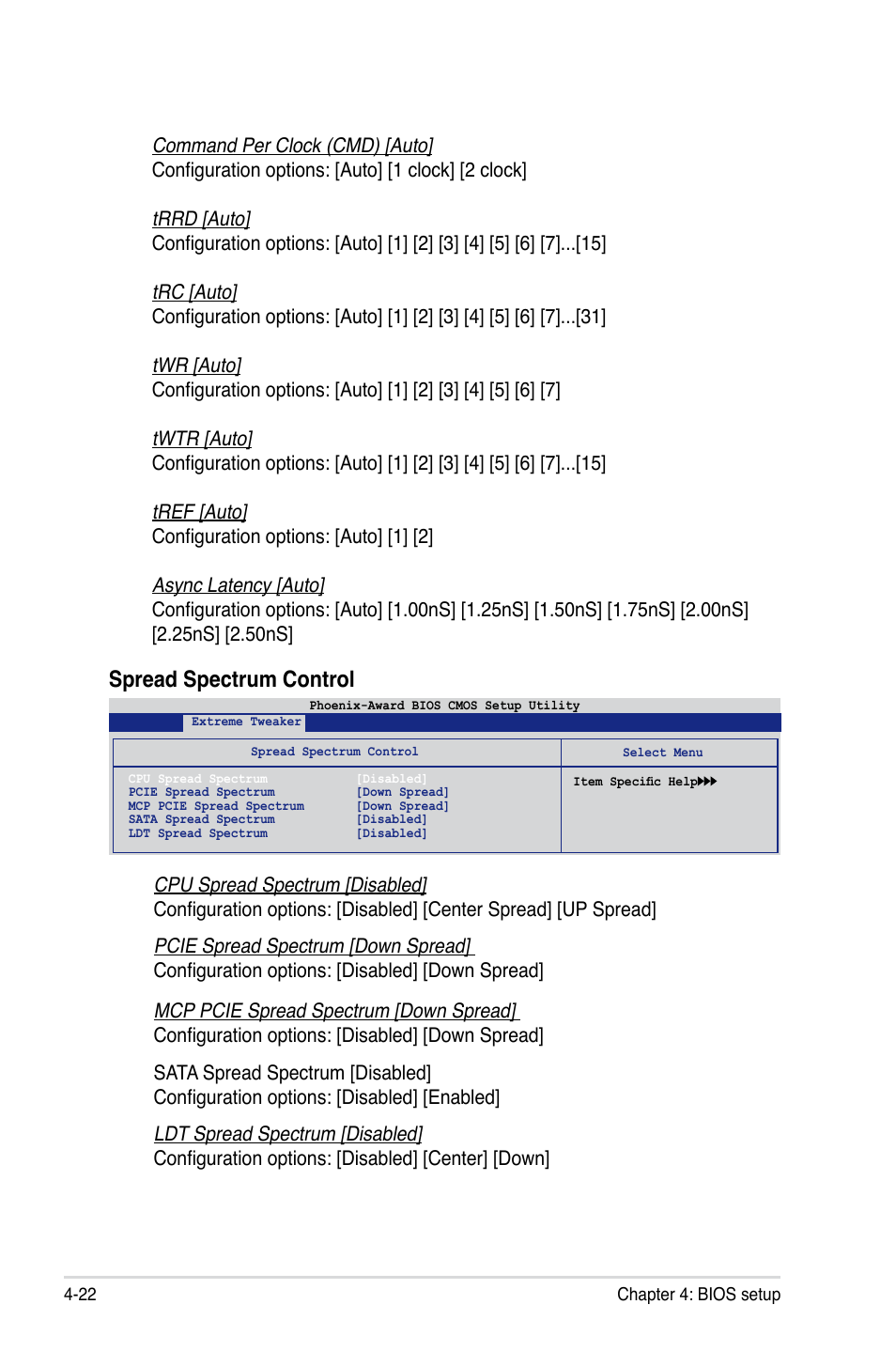 Spread spectrum control | Asus Striker Extreme User Manual | Page 92 / 168