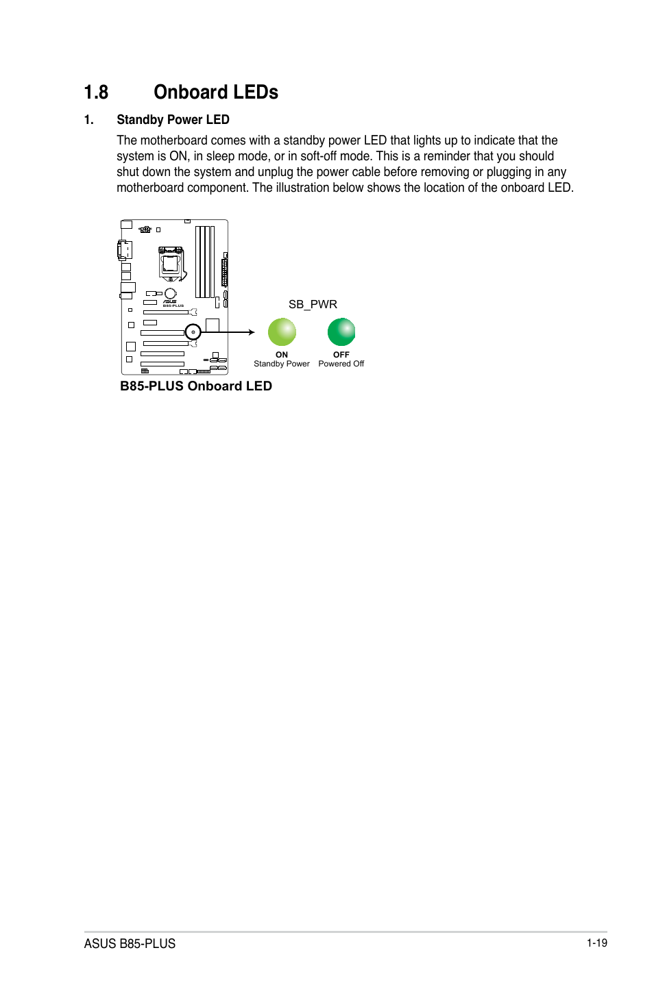 8 onboard leds | Asus B85-PLUS User Manual | Page 27 / 77